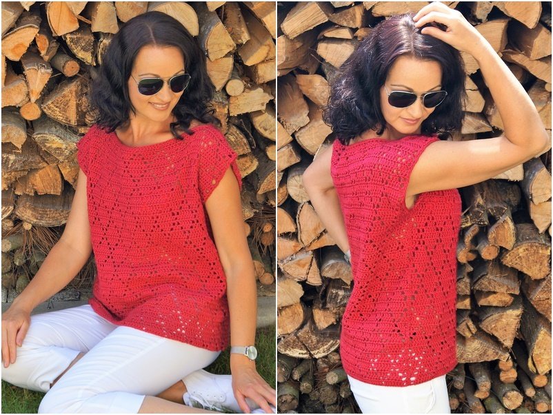 Häkelanleitung Top (alle Größen) mit Rautenmuster