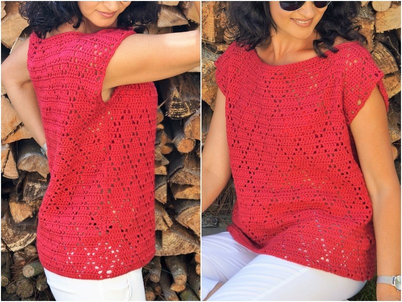 Häkelanleitung Top (alle Größen) mit Rautenmuster - Bild 3