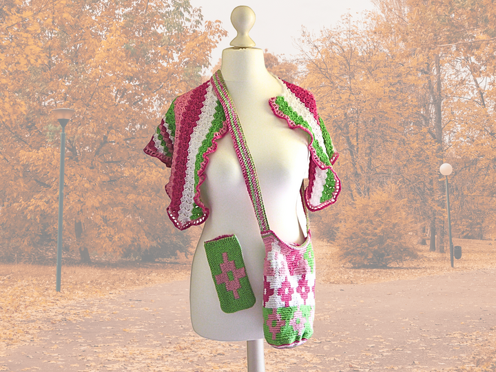 Summertime Häkelset: Tapestry-Beutel, Handysocke und Dreieckstuch