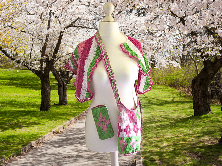 Summertime Häkelset: Tapestry-Beutel, Handysocke und Dreieckstuch