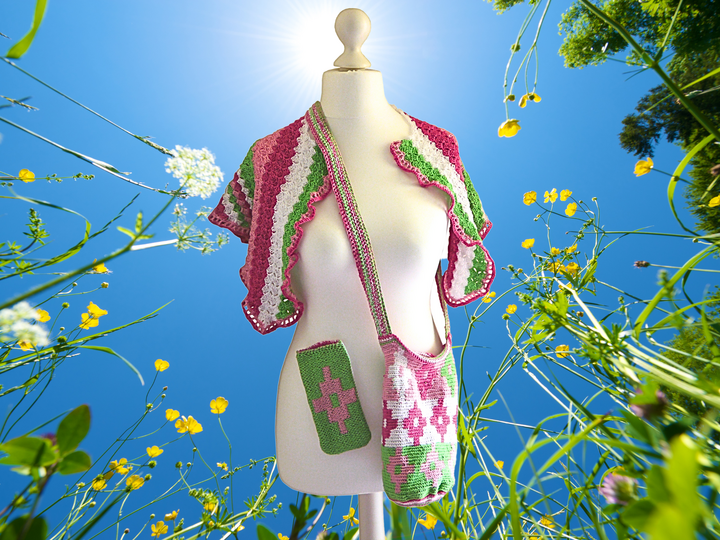 Summertime Häkelset: Tapestry-Beutel, Handysocke und Dreieckstuch