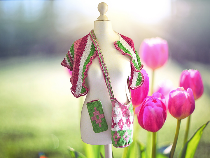 Summertime Häkelset: Tapestry-Beutel, Handysocke und Dreieckstuch