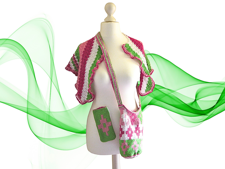 Summertime Häkelset: Tapestry-Beutel, Handysocke und Dreieckstuch