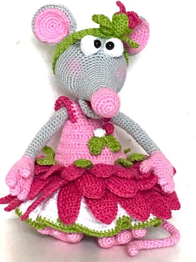 Maus Flora, die Blumenfee im Gerbera-Outfit (Komplett-Set) Häkelanleitung