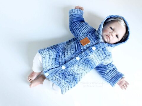 Baby- & Kinderjacke "Lagune", PDF/Video, Gr. 50-128 (Raglan, Wellenmuster)