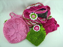 Häkelanleitung Einkaufsnetz "Flora" in zwei Größen und mit Chiptasche