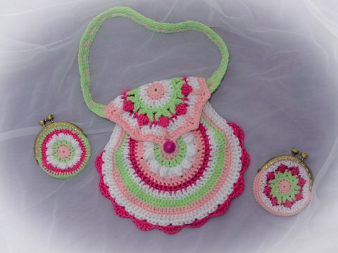 Sparset 3 tlg bunte Mädchen Tasche und 2 Geldbörsen im Mandala Look