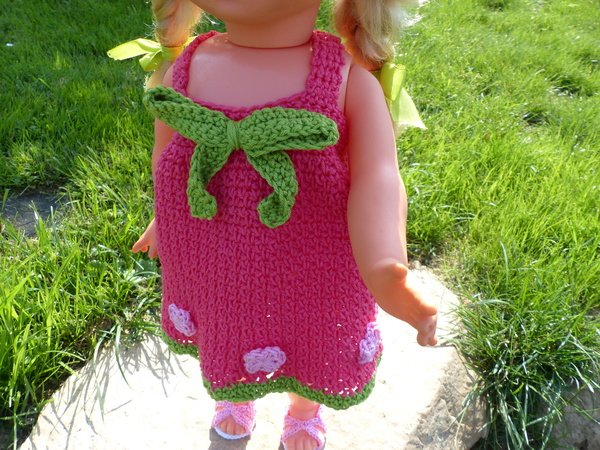 Summer dress "Peaches", doll clothes for 15 inch, 17 inch and 19 inch dolls, suitable for beginners, crochet pattern