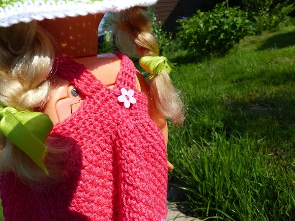 Summer dress "Peaches", doll clothes for 15 inch, 17 inch and 19 inch dolls, suitable for beginners, crochet pattern