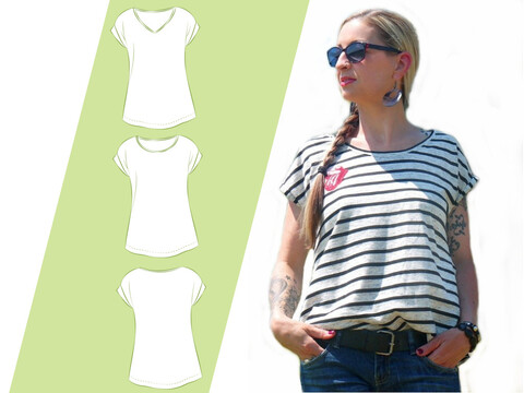 Schnittmuster Damen Shirt Kleid PDF – Sommerkleid nähen 32–48