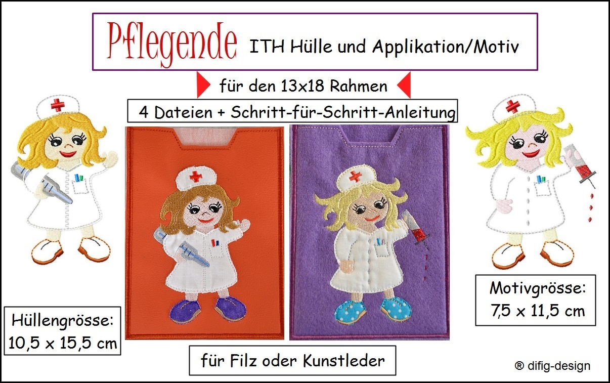 ITH-Stickdatei Hülle Pflegende für den 13x18 Rahmen
