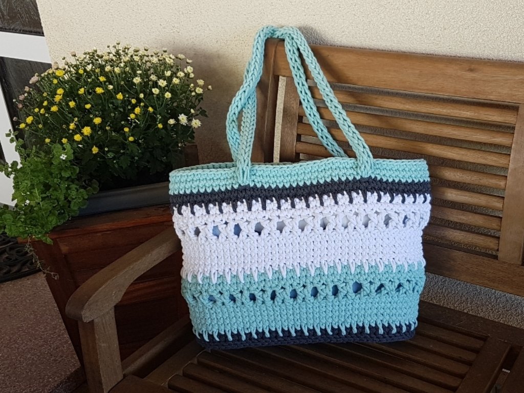 großer Shopper oder Strandtasche, Häkelanleitung