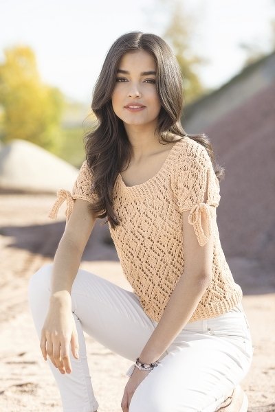 Ajourpulli in Apricot