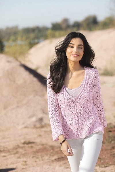 Ajourmusterpulli in Rosa - Bild 2