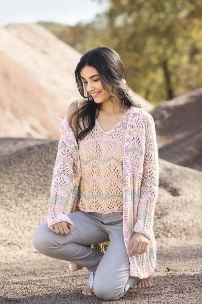 Twinset mit Wellenmuster