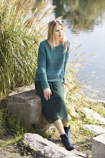 Mustermixpulli in Petrol