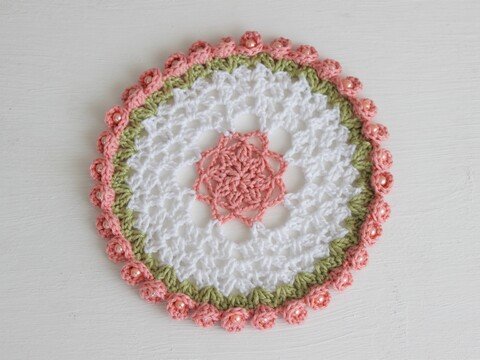 Häkelanleitung Deckchen Rosenblüte