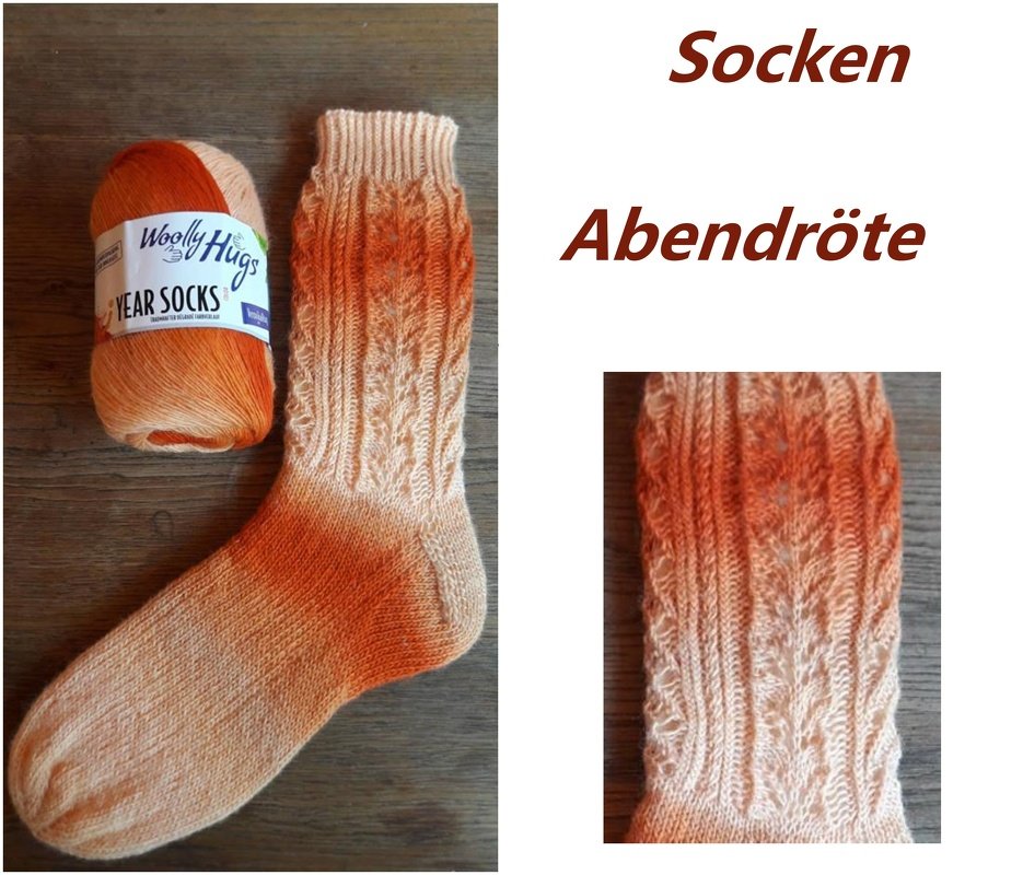 Socken Abendröte stricken - mit Größentabelle von Baby bis Herrengröße