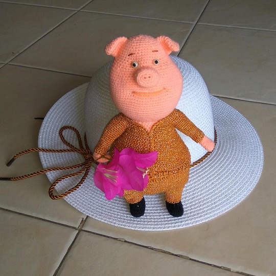 Amigurumi pattern for a dancing Gunter pig. Crochet piglet