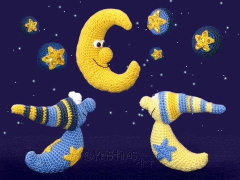 Häkelanleitung - Mond - Greiflinge - Schlafmützchen - SET RäuberNacht