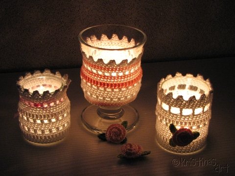 Häkelanleitung Romantisches Windlicht mit Rose