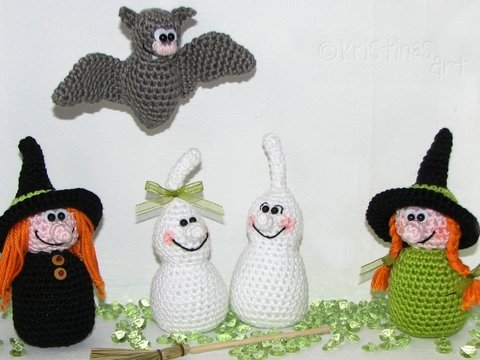 Häkelanleitung - Fledermaus Hexe Gespenst - Herbstspaß