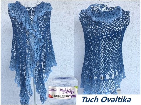 "Tuch Ovaltika" mit 1 BOBBEL-COTTON von Woolly Hugs gehäkelt