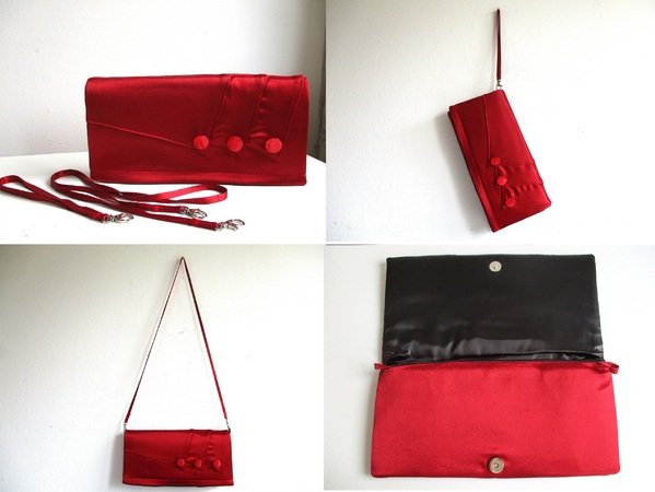 rote Satin Stoff Abend Tasche Schnittmuster PDF