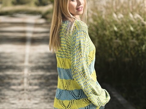 Gestreifter Ajourmusterpulli