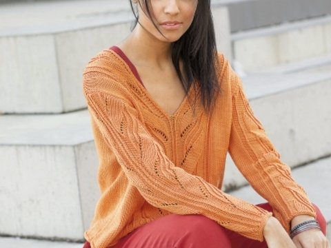 V-Ausschnittpulli in Orange