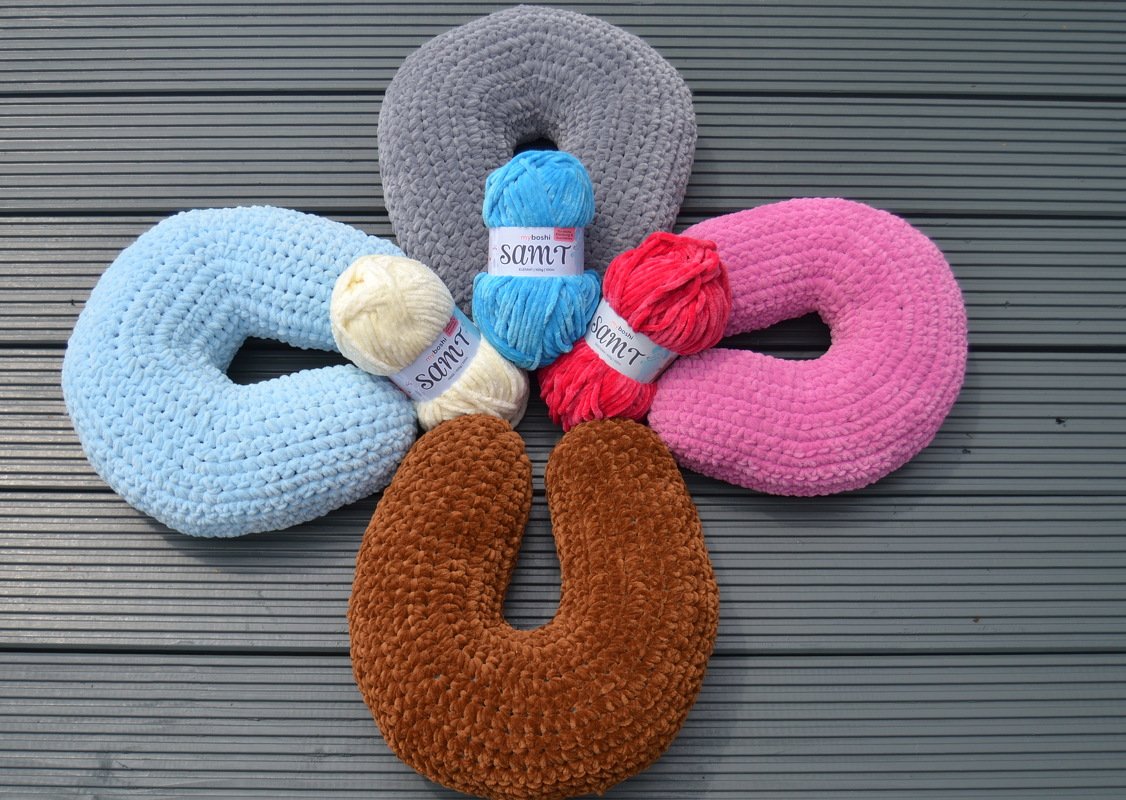 - BIBERHÖRNCHEN Nackenkissen, Universalanleitung für jedes Garn und Größe anzupassen, hier Chenillegarn - Bild 3