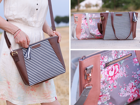 Tasche HOLLY | Nähanleitung & Schnittmuster / Schultertasche mit Reißverschluss / Ledertasche