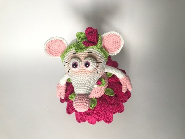 Gerbera-Outfit für Maus Flora, die Blumenfee (ohne Figur), Häkelanleitung