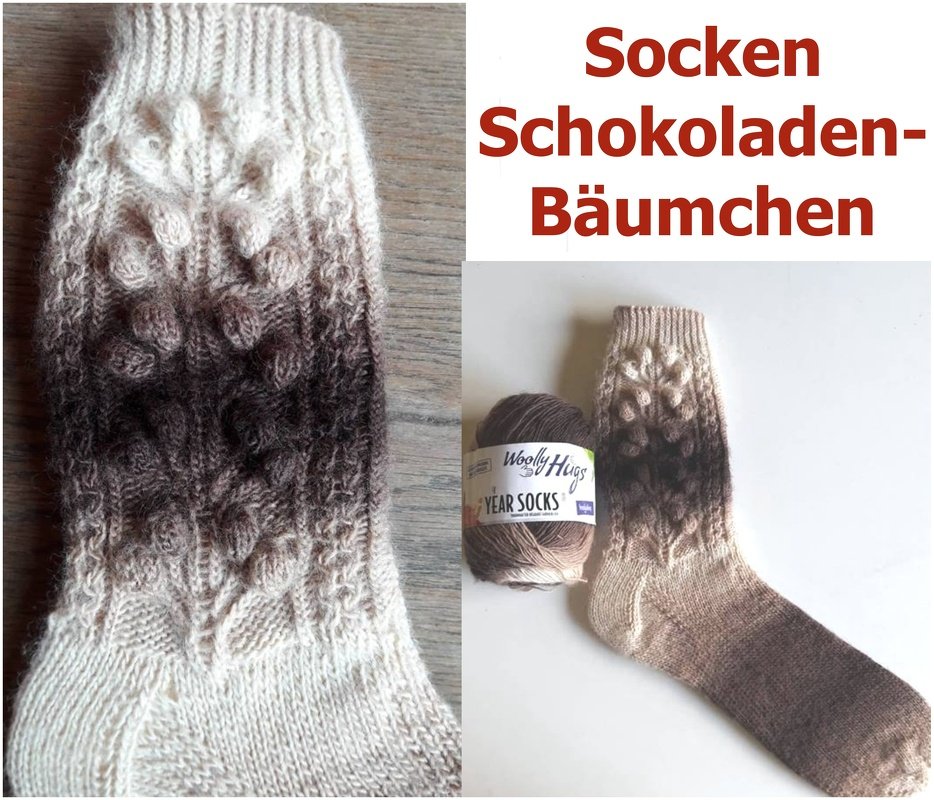 Socken Schokoladenbäumchen stricken - mit Größentabelle von Baby bis Herrengröße