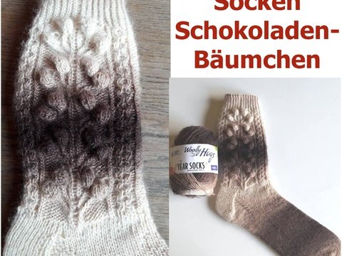 Socken Schokoladenbäumchen stricken - 38/39 - 40/41