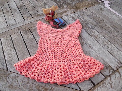 PDF Häkelanleitung für ein rosa Mädchenpulli/Mädchenkleid .Gr.62/68 ,74/80,86/92