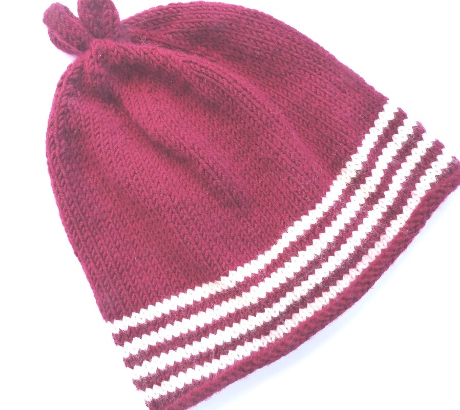 Strickanleitung, Mütze mit Streifen und Zipfel in 2 Größen