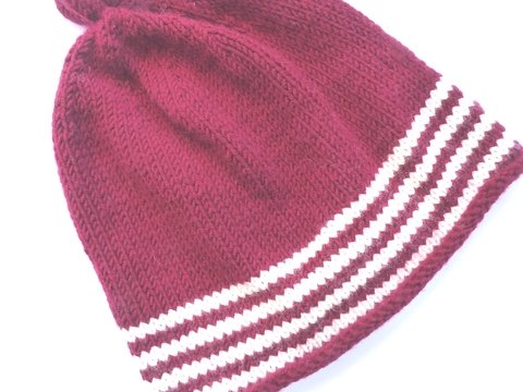 Strickanleitung, Mütze mit Streifen und Zipfel in 2 Größen