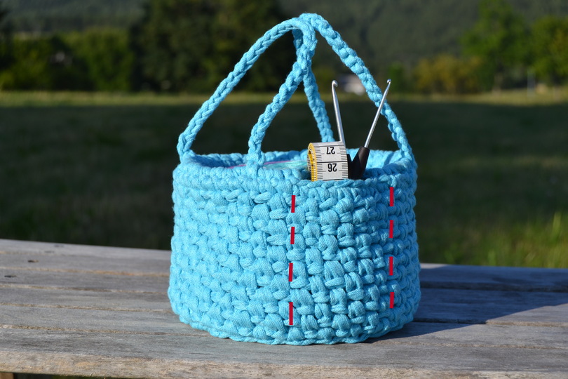 - BOBBELKÖRBCHEN - stabiles Utensilo mit eingearbeiteten Fächern für Handarbeitsmaterial mit Henkeln, Bobbelkörbchen, Körbchen, Korb Bobbeltasche