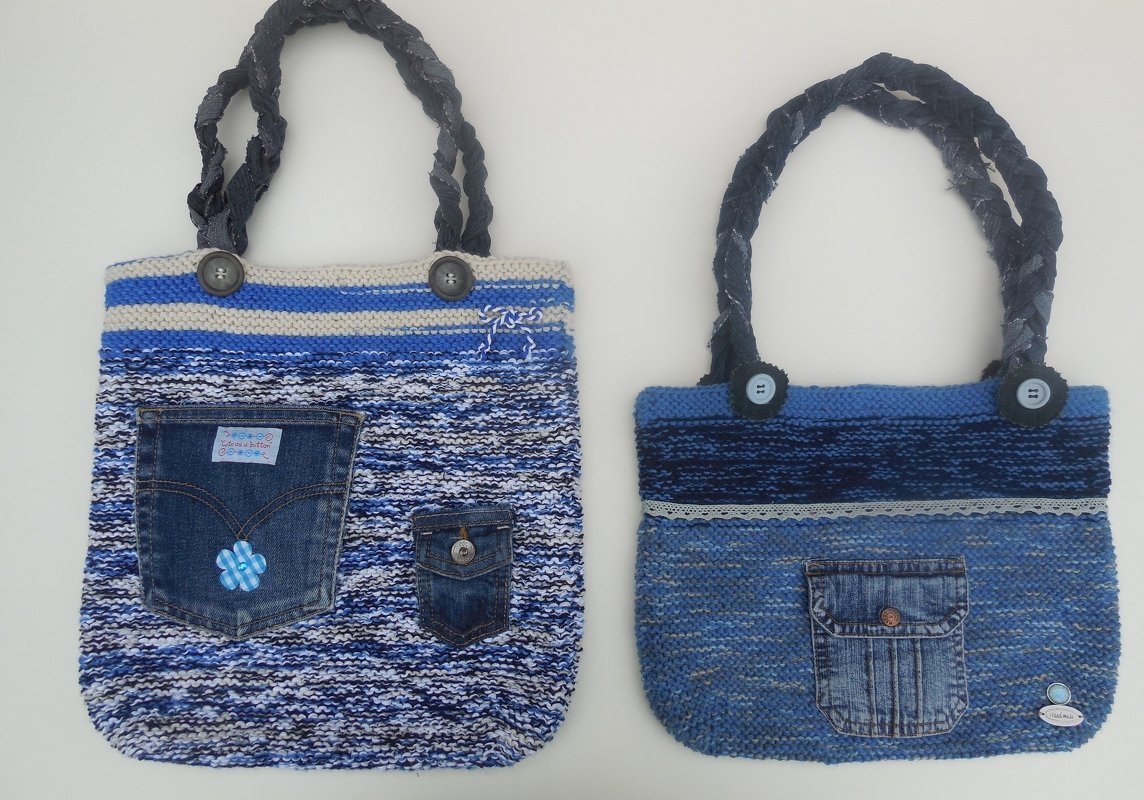 Strickanleitung Jeanstasche - Upcycling - Einkaufstasche - Bild 2