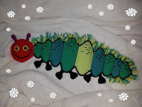 Häkelanleitung  -  "Robbi Raupe niemals satt“ als Kuscheltuch oder Kuscheltier