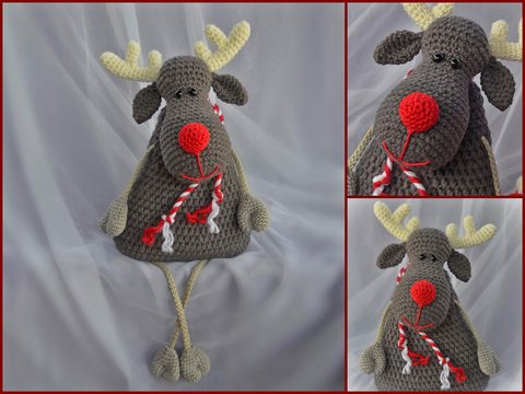 Kantenhocker Rentier Rudi Elch 30 cm Treppenhocker Weihnachtsdekoration auf dem Fensterbrett