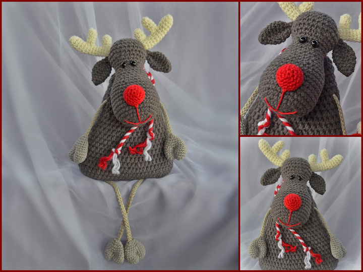 Kantenhocker Rentier Rudi Elch 30 cm Treppenhocker Weihnachtsdekoration auf dem Fensterbrett