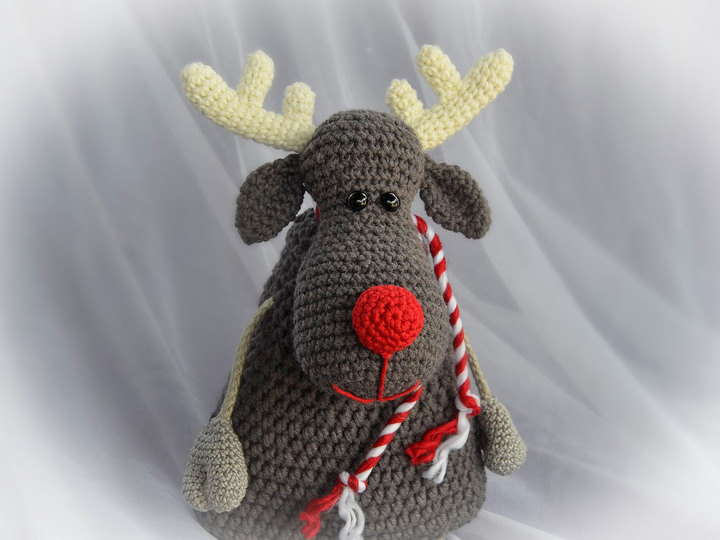 Kantenhocker Rentier Rudi Elch 30 cm Treppenhocker Weihnachtsdekoration auf dem Fensterbrett