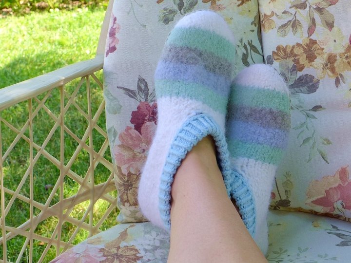 Filzschuhe mit selbstgemachten Ledersohlen Gr. 18 - 45