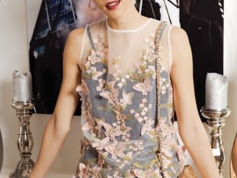 Tüll-Top mit Schmetterlings-Applikationen