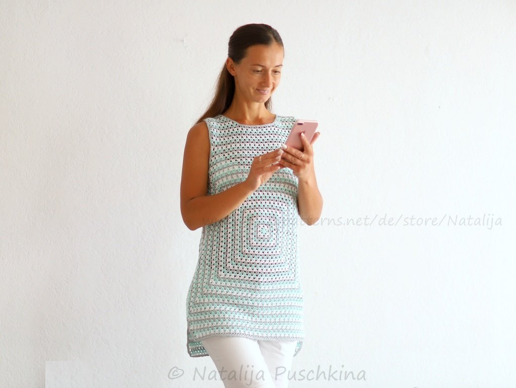 Erfrischende Tunika in Gr. XS-XL aus Baumwollgarn - Bild 2