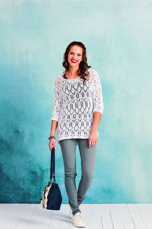 Ajourmusterpulli Fresh White stricken mit Woolly Hugs BANDY - Bild 4