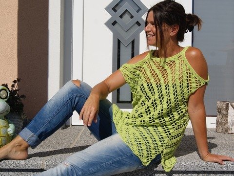 Häkelshirt TWIST (Gr. S/M, L/XL)