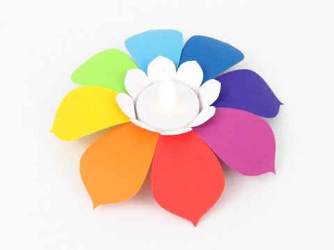 Teelichthalter – Regenbogenblume – Bastelvorlagen und Anleitung